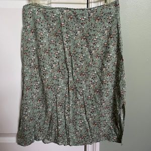 small aeropostale teal floral midi skirt